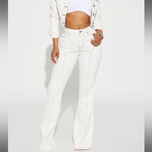 Fashion nova mid rise stretch flare jeans white NWT